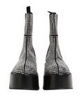 Black Crystal Strass Mid Calf Short Boots  Shoes