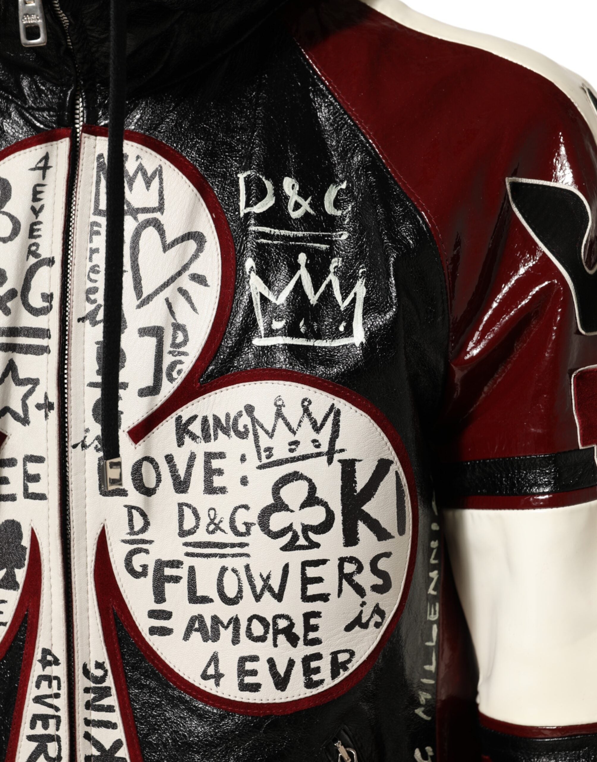Multicolor Hooded Leather DG King Men Biker Jacket