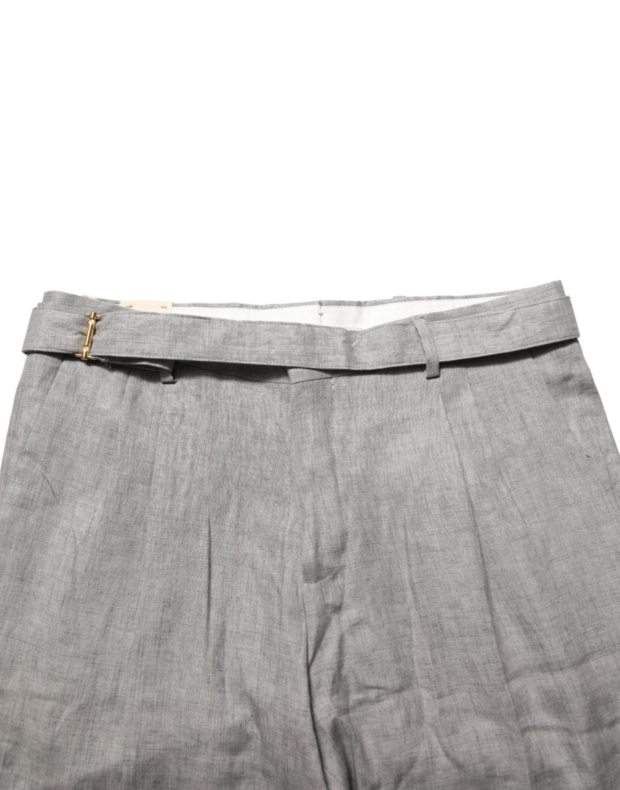 Gray Mid Waist Dress Formal Skinny Men Pants