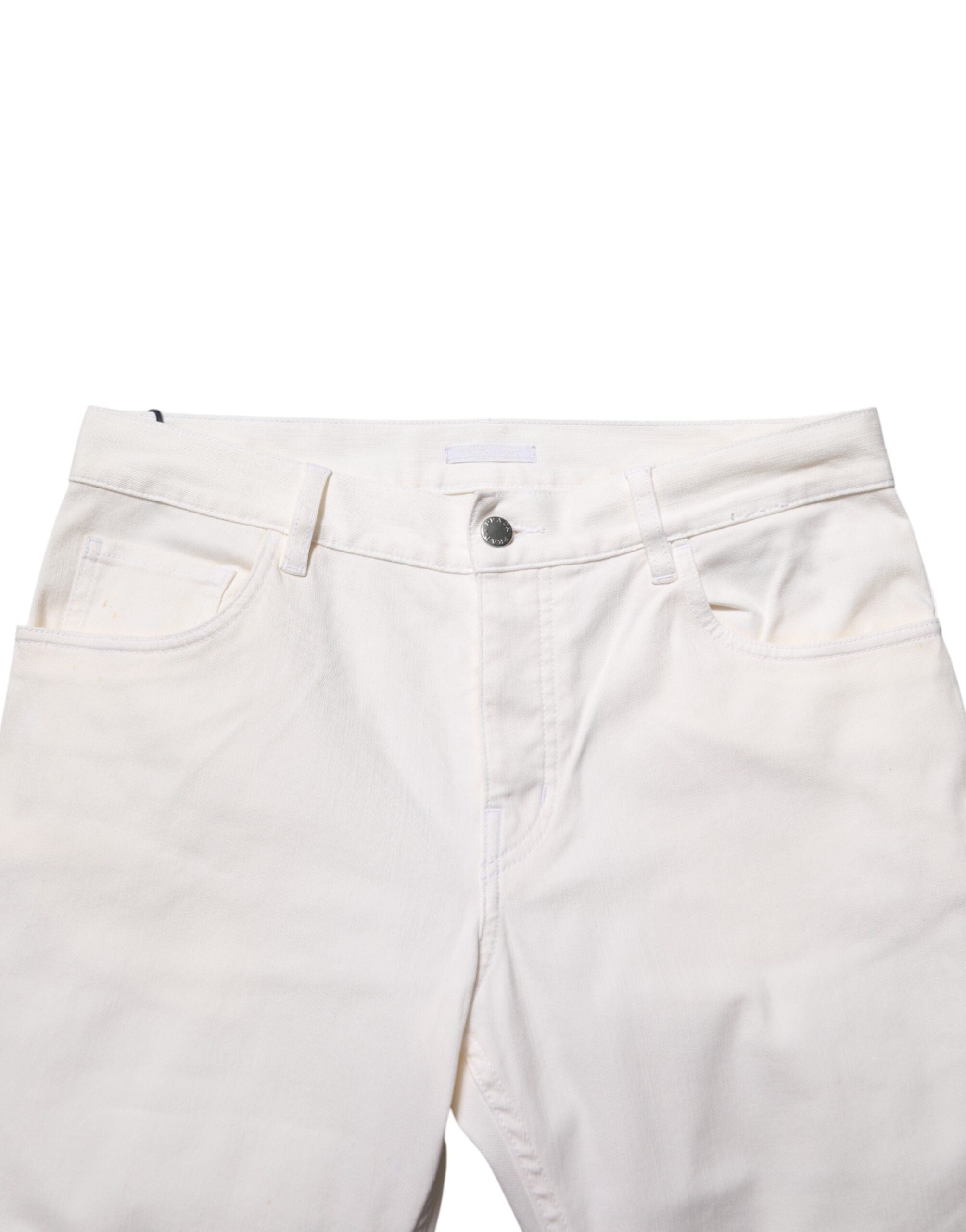 White Mid Waist Skinny Fit Denim Casual Trouser Jeans