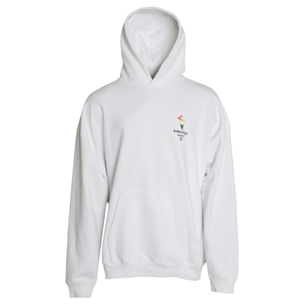White Cotton Hooded Pullover OVERSIZE Sweater