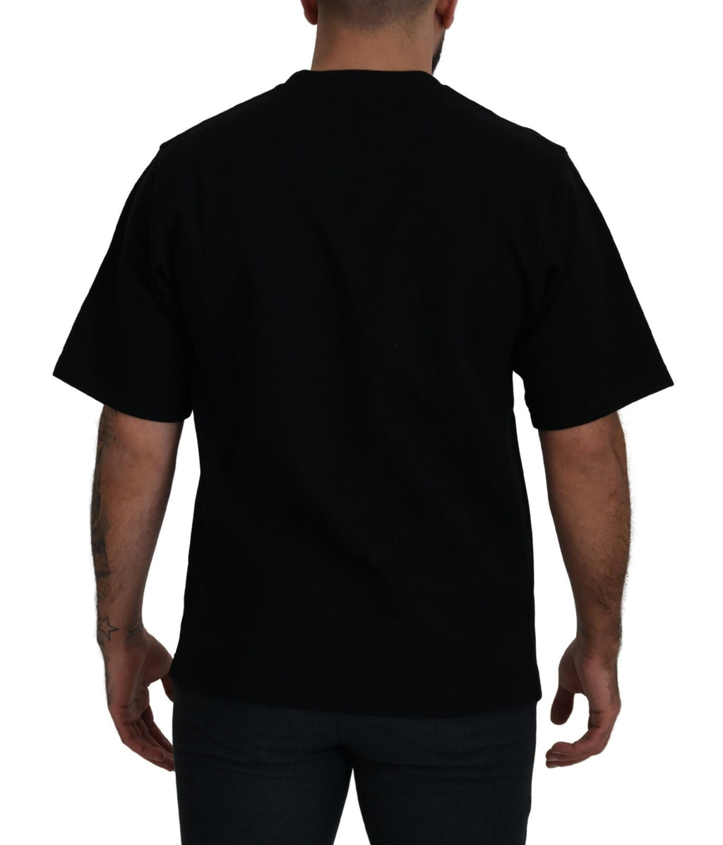 Cotton Black Printed Crewneck Tee T-shirt