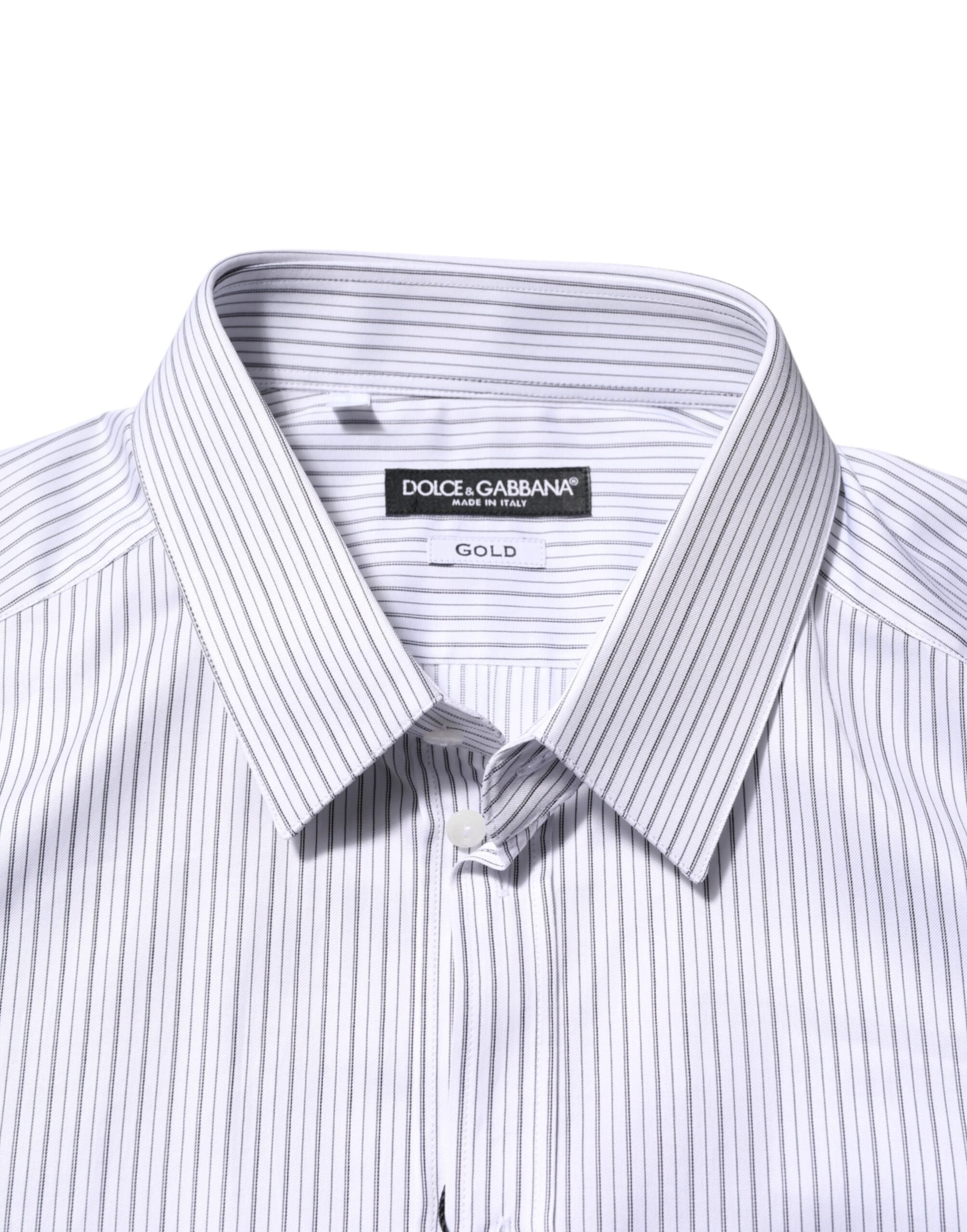 White Stripes Long Sleeves GOLD Dress Shirt