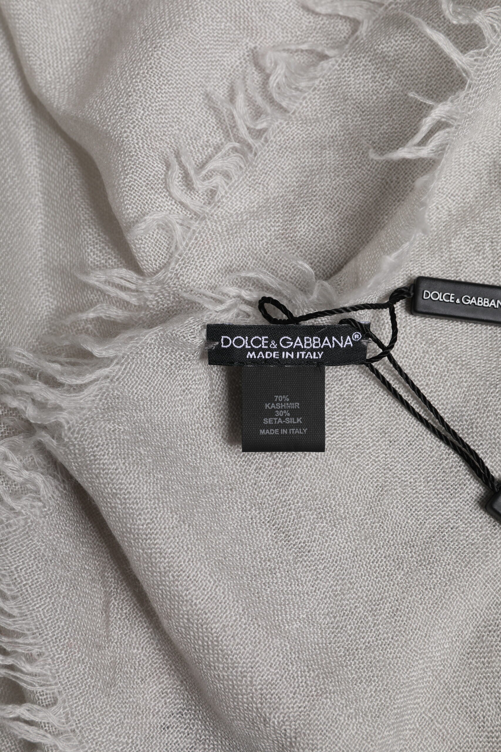 Gray Cashmere Knit Fringes Neck Foulard 67cm x200cm Foulard Scarf