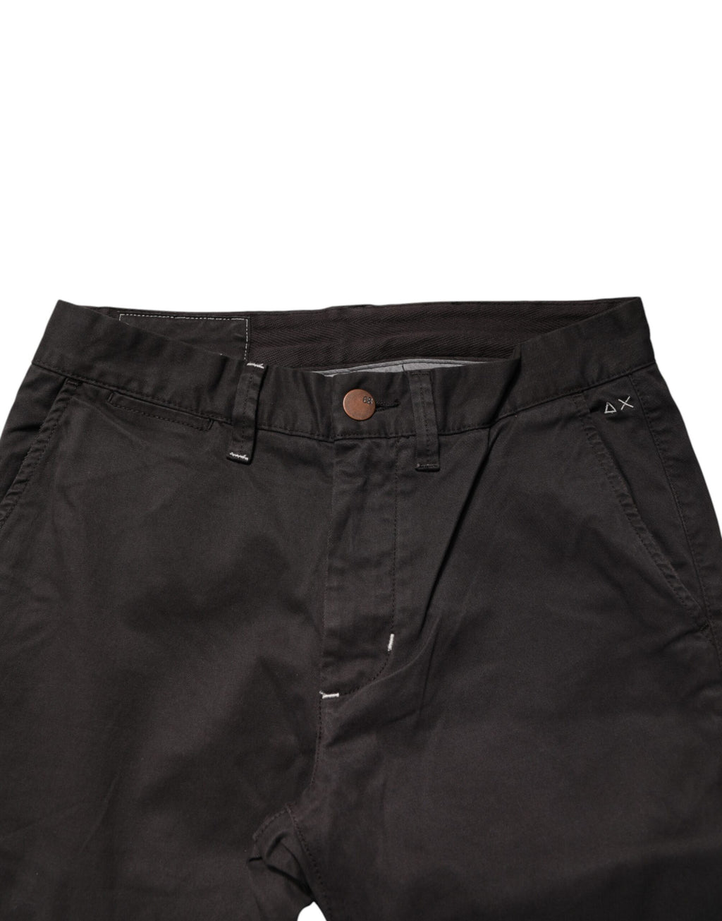 Dark Brown Cotton Stretch Straight Mid Waist Trouser Pants