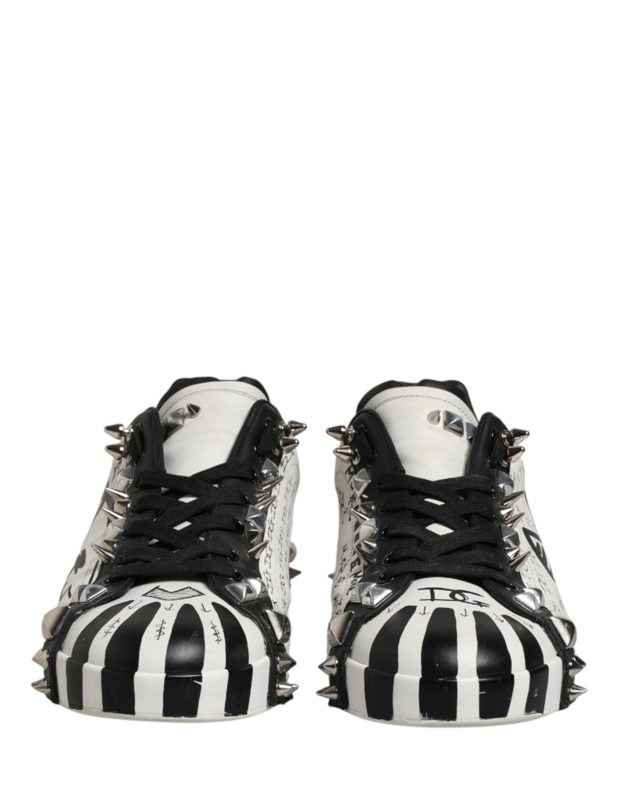 Black White Studded Low Top Sneakers Shoes