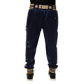 Blue Nylon Jogger Mid Waist Trouser Pants