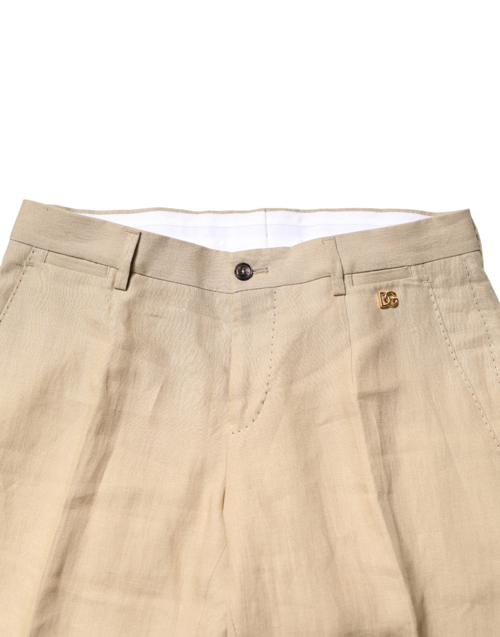 Beige Linen Single Breasted 2 Piece Suit