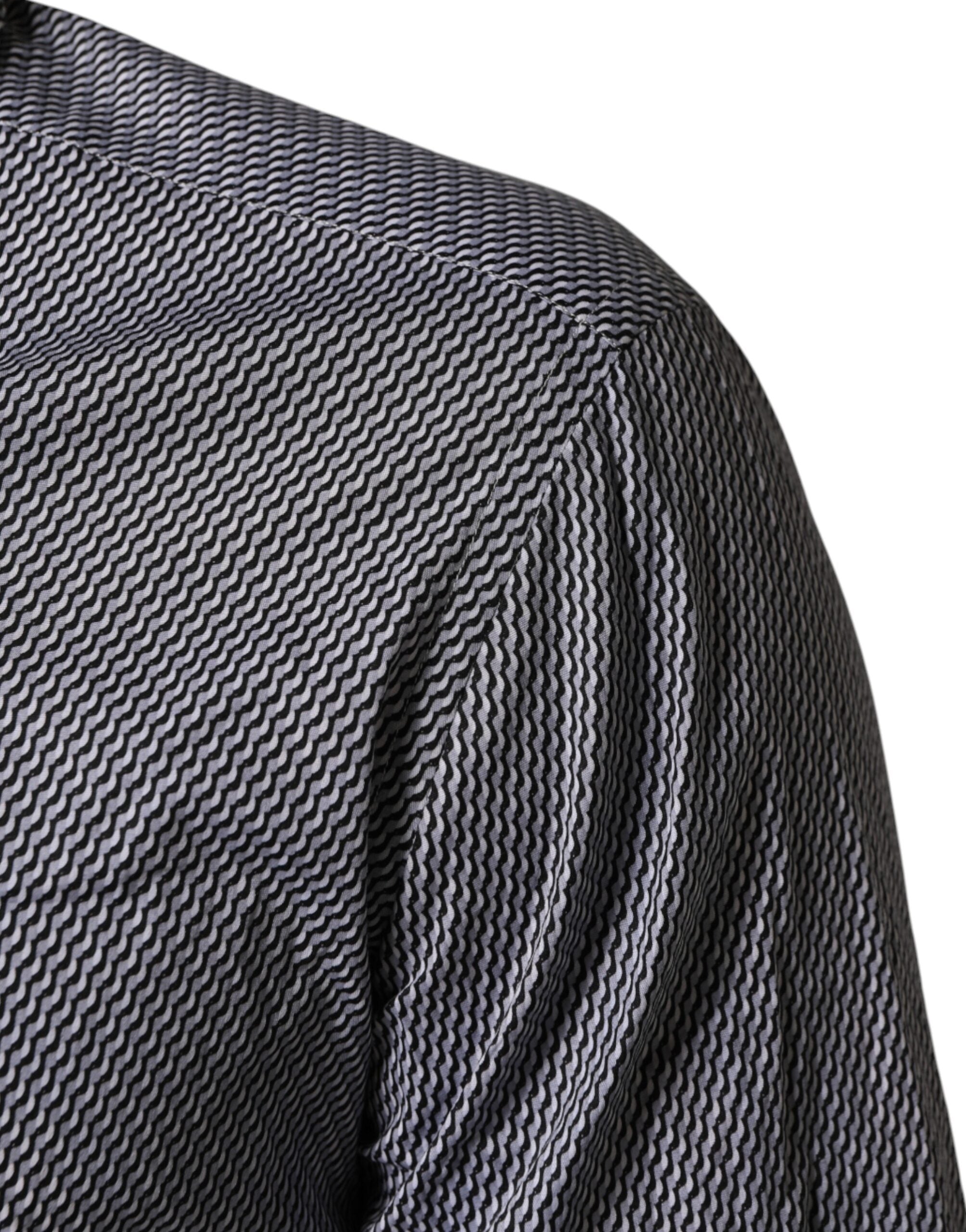 Gray Patterned Long Sleeves Dress Shirt