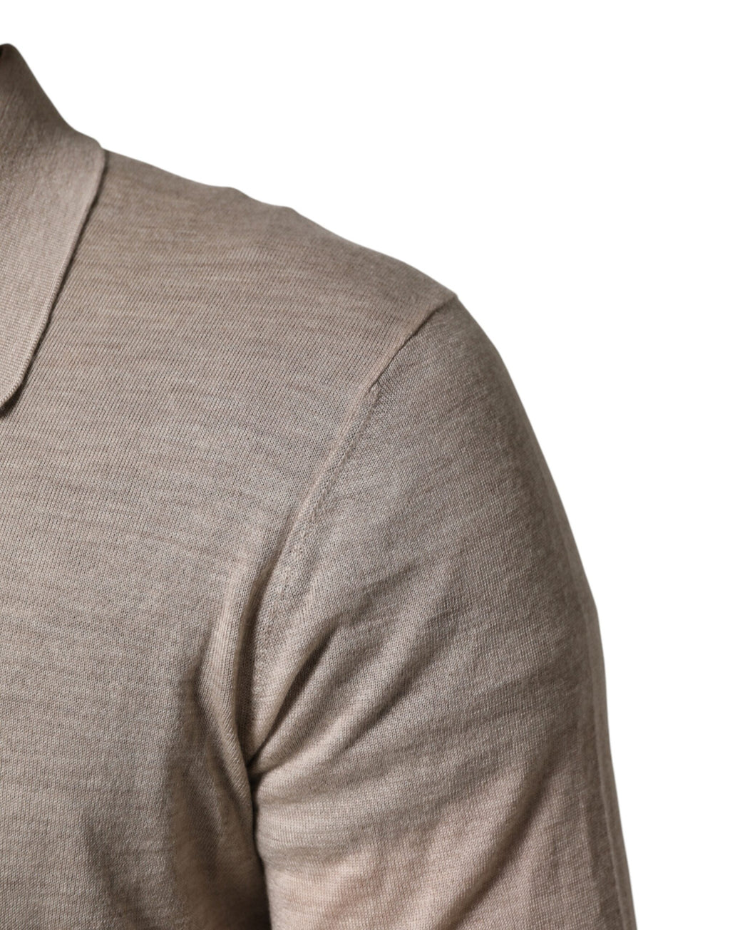 Beige Cashmere Collared PoloPullover  Sweater