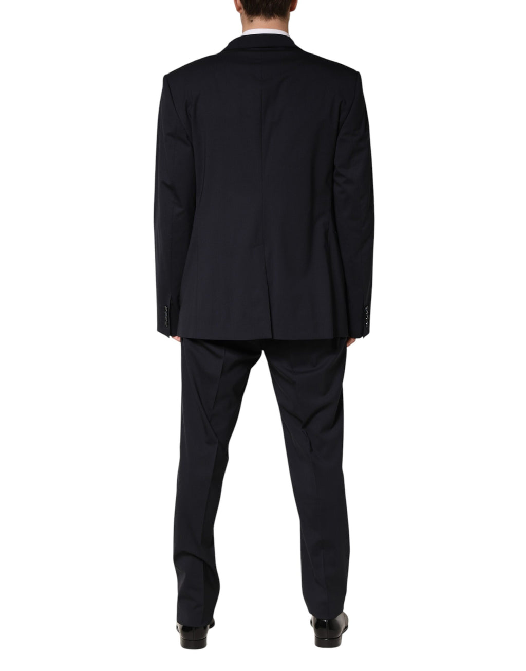 Blue Wool Double Breasted 2 Piece Men Suit