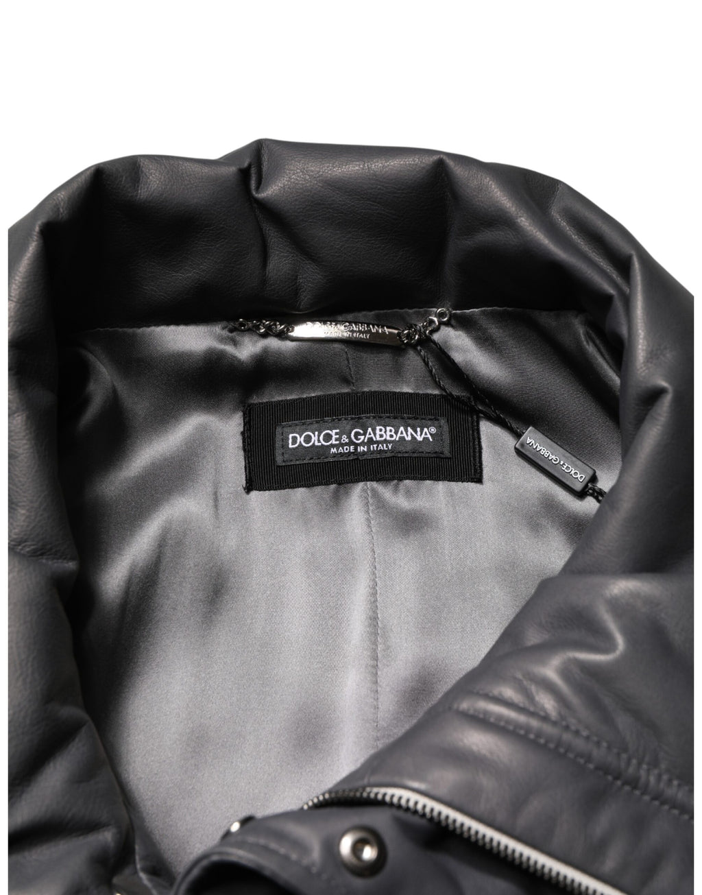 Black Leather Collared Trench Coat Jacket